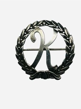 Vintage Edwardian Sterling Initial “K” Circle Brooch